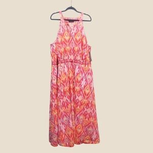 Lane Bryant Womens Pink Ikat Halter Maxi Dress Size 28 NWT Boho Summer